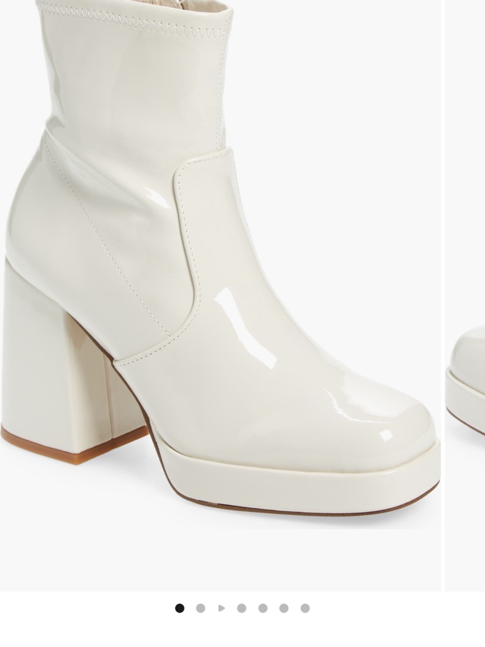 Steve Madden White Patent Platform Block Heel Ankle Boots